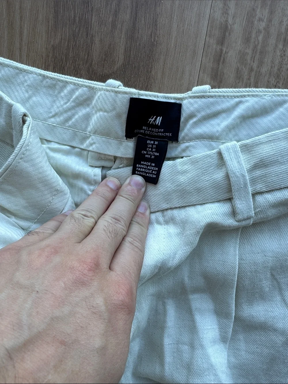 H&M Cream Linen-Blend Chinos